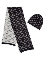 Boy's Logo 2-Piece Wool Hat & Scarf Set