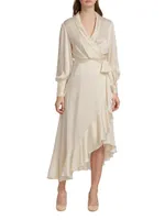 Silk Wrap Midi-Dress