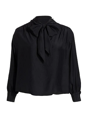 Silk Tie Neck Blouse