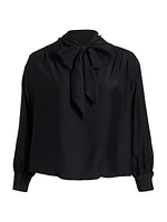 Silk Tie Neck Blouse