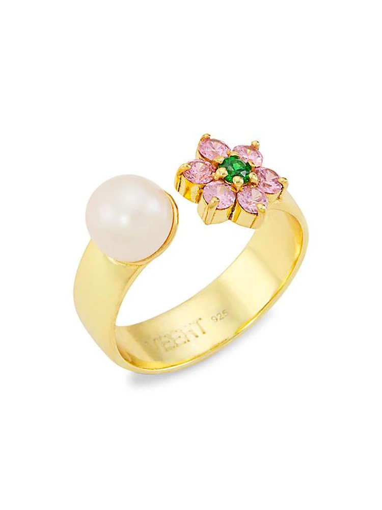 Pink & Green Flower Freshwater Pea Ring