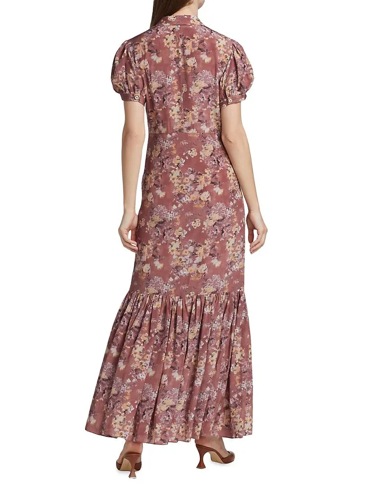 Nancy Floral Puff-Sleeve Maxi Dress