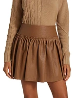 Tritone Leather Miniskirt