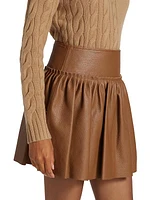 Tritone Leather Miniskirt