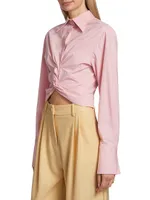 Jade Stretch Cotton Button-Front Shirt