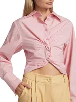 Jade Stretch Cotton Button-Front Shirt