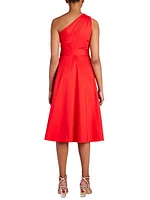 Sabrina Asymmetric Cotton Poplin Knee-Length Dress