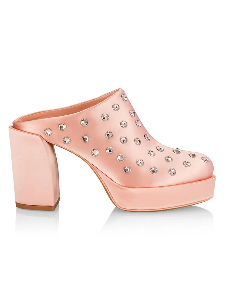 Naomi Crystal-Embellished Satin Clogs