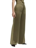 Pieced Wide-Leg Pants