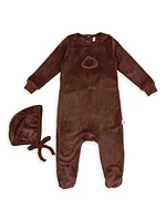 Baby's 2-Piece Velour Coverall & Bonnet Set