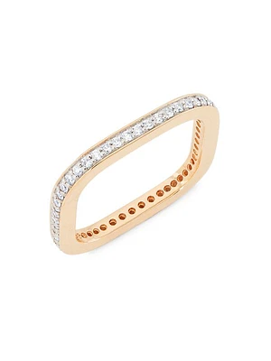 18K Rose Gold & Diamond Square Ring