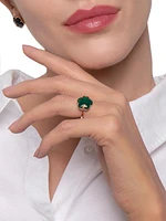 Petit Joli 18K Rose Gold, Green Agate & 0.04 TCW Diamond Flower Ring