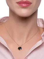 Petit Joli 18K Rose Gold, Black Onyx, & Diamond Flower Pendant Necklace