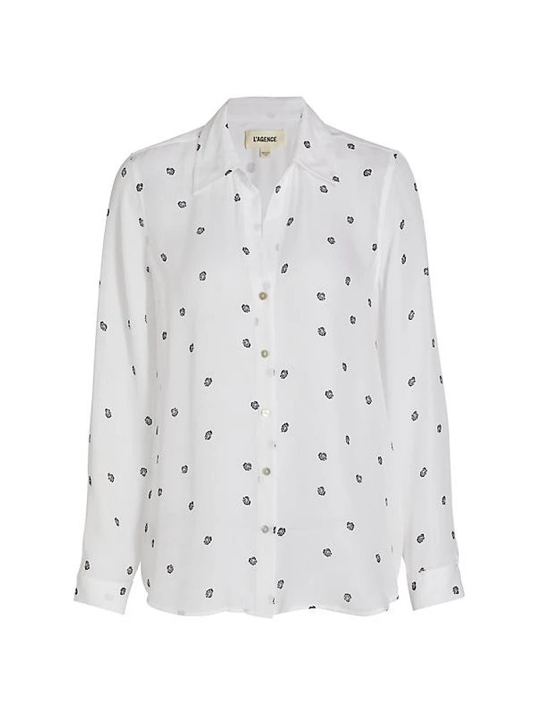 Nina Rose-Print Silk Shirt