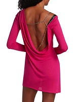 Serenity Chain-Embellished Cowl-Back Minidress