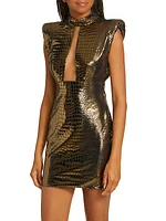 Clara Gold Crocodile Mini Dress