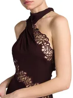 Halterneck Lace Slip Dress