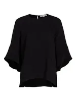 Julia Crepe Bell-Sleeve Tunic