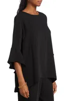 Julia Crepe Bell-Sleeve Tunic