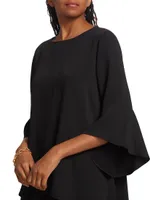 Julia Crepe Bell-Sleeve Tunic