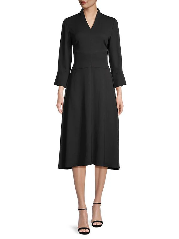 Structured Waist Crepe De Chine Dress