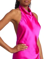 Samba Satin Halter Mini Dress