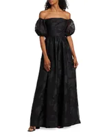 Organza Jacquard Off-The-Shoulder Gown