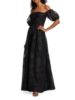 Organza Jacquard Off-The-Shoulder Gown