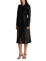 Saveria Long Sequin Wrap Coat