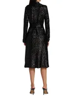 Saveria Long Sequin Wrap Coat