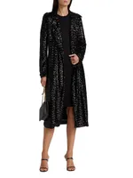 Saveria Long Sequin Wrap Coat