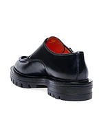 Feint Leather Lug-Sole Monk Strap Loafers