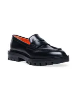 Feline Leather Lug-Sole Loafers