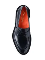 Feline Leather Lug-Sole Loafers