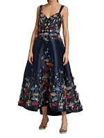 Mikado Floral Appliqué A-Line Dress