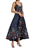 Mikado Floral Appliqué A-Line Dress