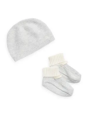 Baby's Organic Cotton Hat & Booties Set