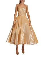 Strapless Sequin-Embellished Full-Skirt Gown