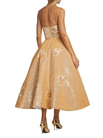 Strapless Sequin-Embellished Full-Skirt Gown