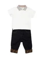 Baby Boy's FF Logo Cuff Jeans