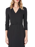 Skylar Belted Swan-Neck Midi-Dress