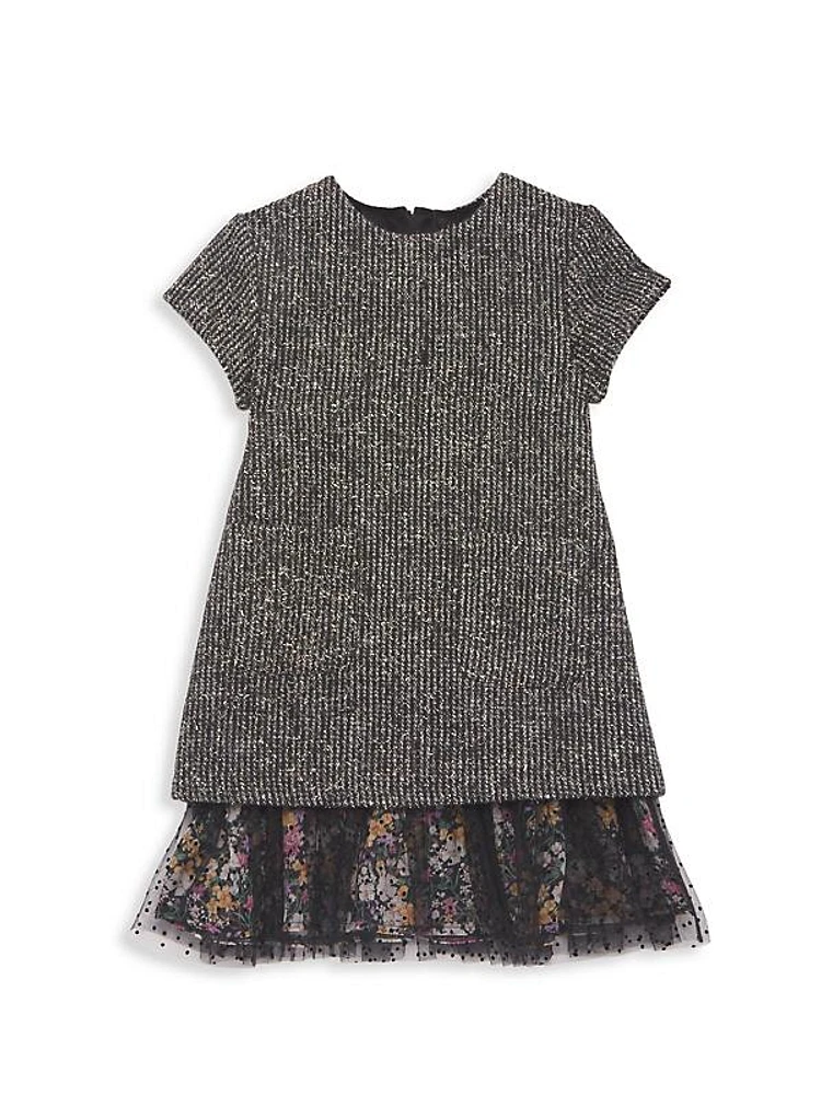 Little Girl's & Girl's Sara Metallic Tweed Overlay Dress