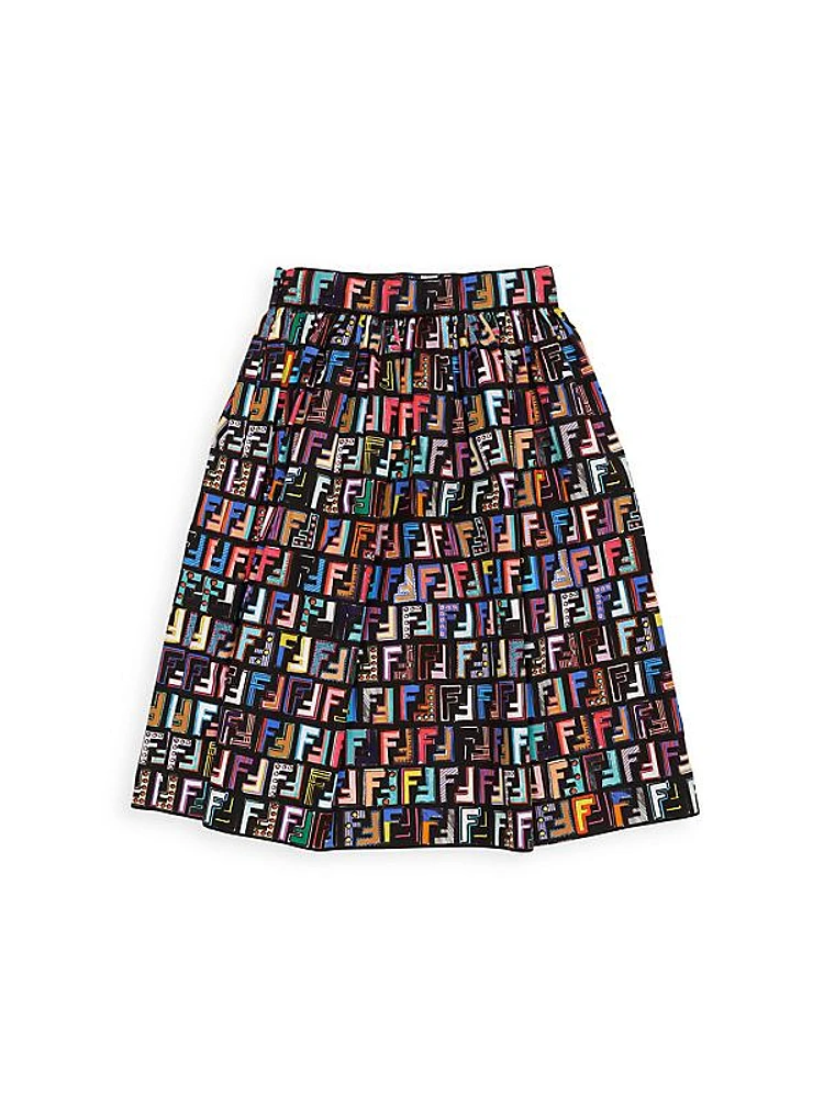 Girl's Allover Logo Print Skirt