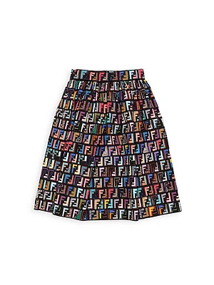 Girl's Allover Logo Print Skirt