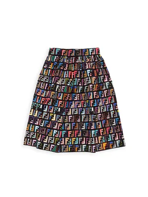 Girl's Allover Logo Print Skirt