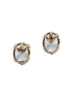 Luxury 18K Gold & Aquamarine Stud Earrings