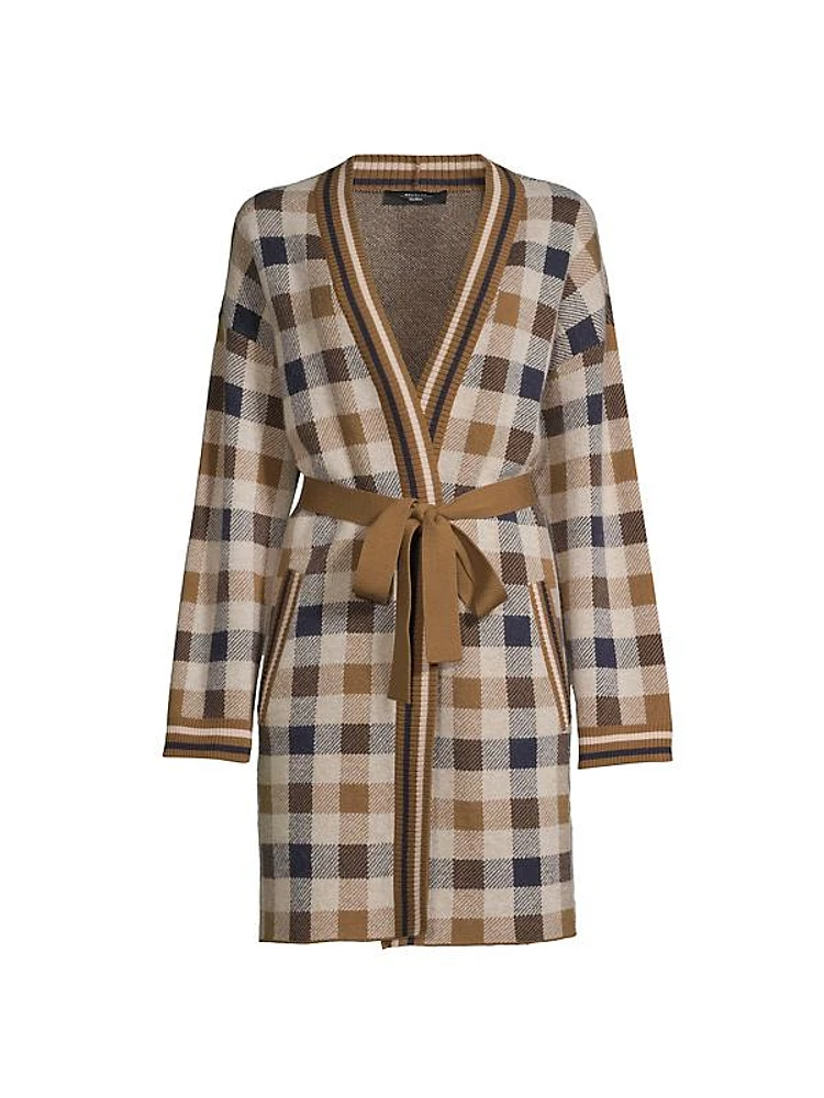 Lavagna Belted Plaid Cardigan