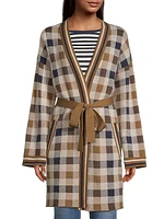 Lavagna Belted Plaid Cardigan