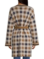 Lavagna Belted Plaid Cardigan