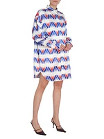 Printed Satin Shirtdress